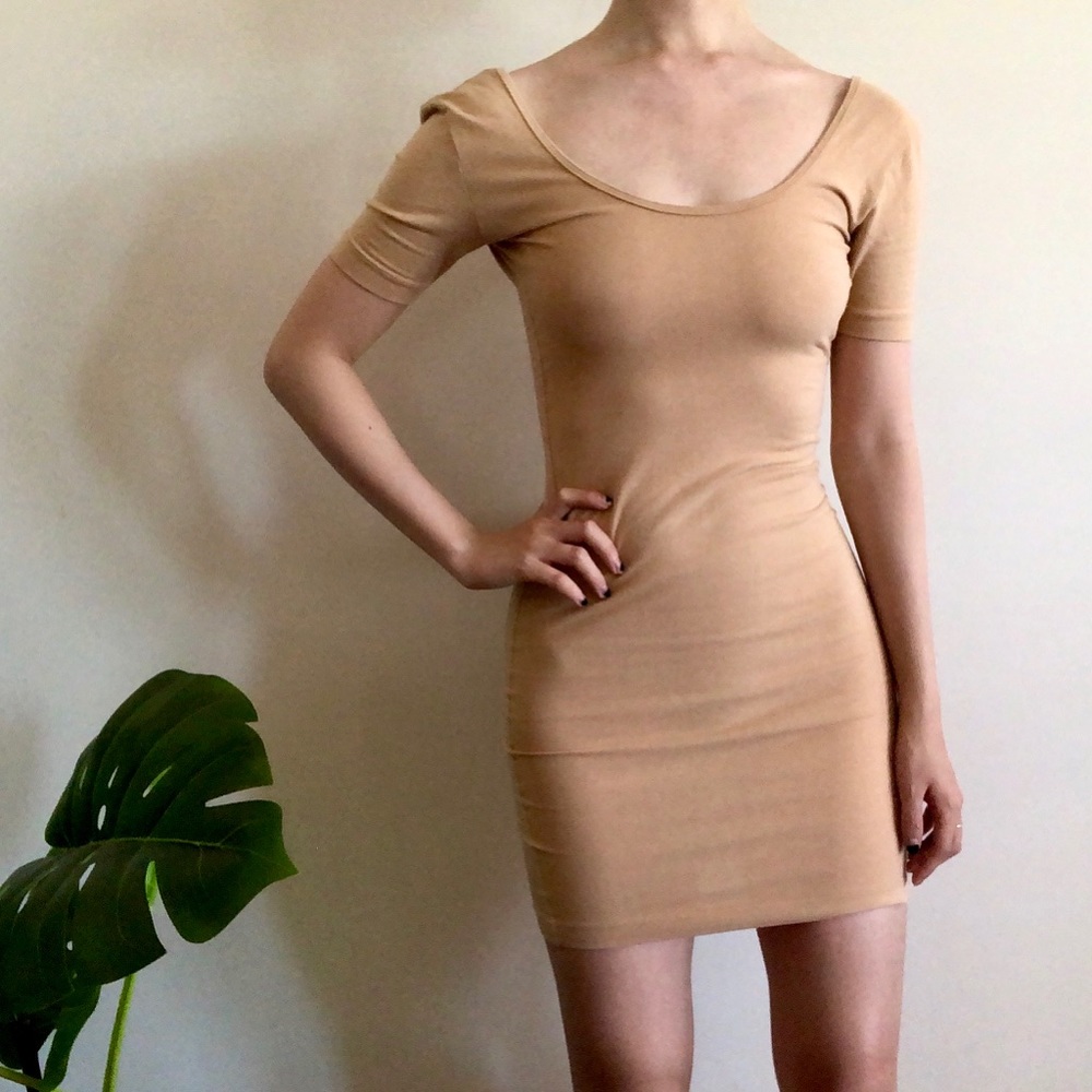 Skintight nude bodycon American Apparel dress